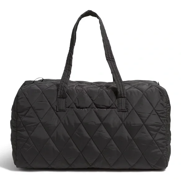 (NWT) Vera Bradley Women's Quilted Outlet Cotton Large Travel Black Duffel Bag